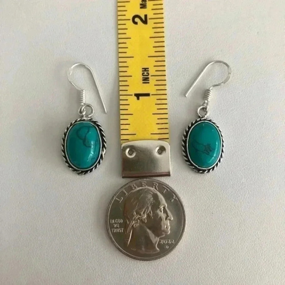 Turquoise Howlite 925 Sterling Silver Necklace & Earring Set NWT - Picture 3 of 5